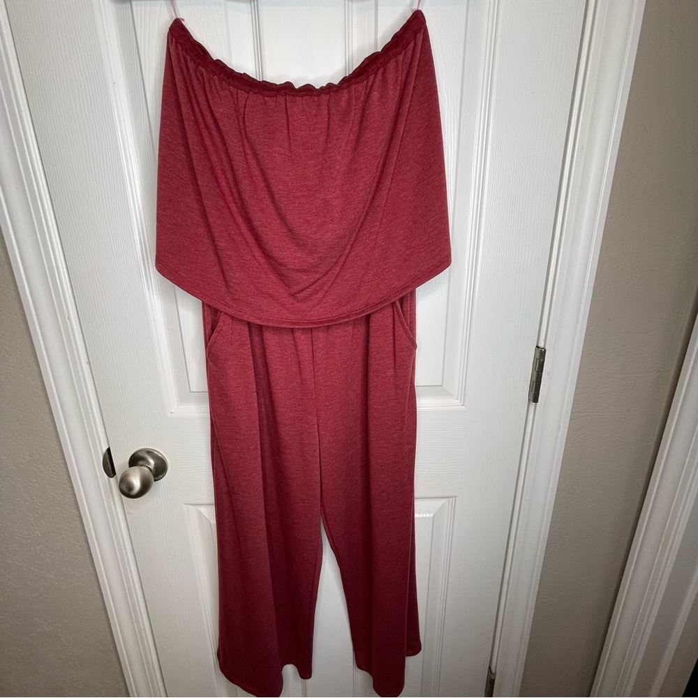 BeBop Strapless Red Romper